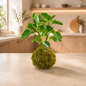 Variegated Baby Rubber Plant Kokedama